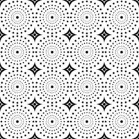 naadloos patroon monochroom, circulaire lusvormige dots met vierpuntig sterren, tegels, kleding stof strepen, tafelkleden. vector