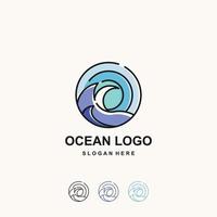 oceaan logo ontwerp met circulaire oceaan golven concept vector