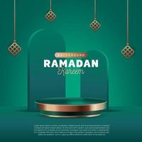 Ramadan podium stadium sjabloon vector illustratie elegant groen kleur