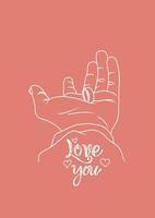 hand getekend liefde hand- gebaar vector, geven een ring, knuffel, Holding hand- paar liefhebbend elk andere vector