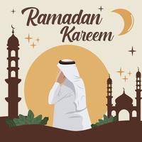 illustratie van Ramadan met mensen het uitvoeren van de azan vector