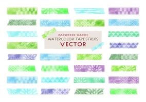 waterverf vector plakband stroken set, Japans washi maskeren plakband blauw en groen