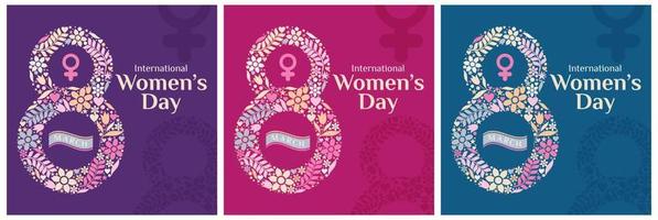 Internationale vrouwen dag groet sjabloon voor achtergrond, banier, poster, Hoes ontwerp, sociaal media voer, met acht maart logo vector