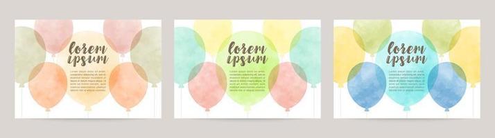 waterverf ballonnen illustratie vector kaart reeks