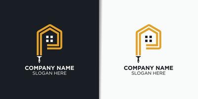 huis schilderij logo sjabloon, bouw logo inspiratie vector