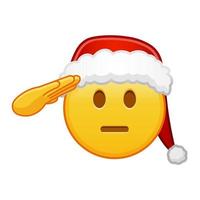 Kerstmis emoji met hand- Aan gezicht groot grootte van geel emoji glimlach vector