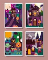 happy halloween, trick or treat kaartenset vector