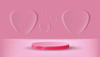 achtergrond roze pastel liefde neumorfisme minimalistisch, vector 3d cilinder weergegeven voor Product presentatie studio