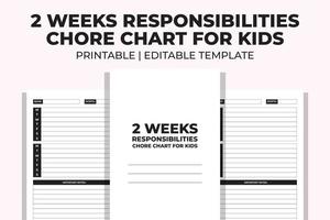 2 weken verantwoordelijkheden karwei tabel voor kinderen vector