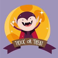 happy halloween-afbeelding met schattige vampier vector