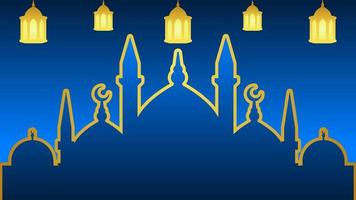 Ramadan achtergrond met lantaarn en ster halve maan voor Islamitisch ontwerp. glimmend blauw achtergrond element met gouden ornament voor desain grafisch Ramadan groet in moslim cultuur en Islam religie vector