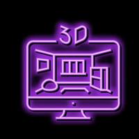 3d schetsen interieur ontwerp huis neon gloed icoon illustratie vector