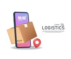 3d logistiek mobiel koerier of vracht levering onderhoud vervoer vector