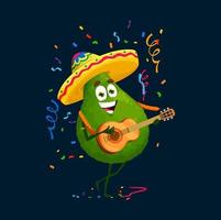 tekenfilm Mexicaans mariachi avocado karakter partij vector