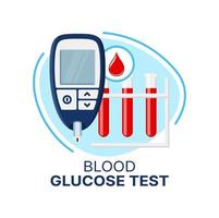 bloed glucose testen, glucometer icoon, diabetes zorg vector