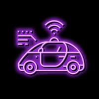 slim auto zelf voertuig neon gloed icoon illustratie vector