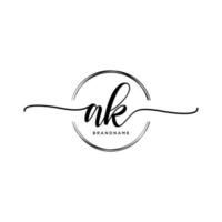 eerste ak vrouwelijk logo collecties sjabloon. handschrift logo van eerste handtekening, bruiloft, mode, juwelen, boetiek, bloemen en botanisch met creatief sjabloon voor ieder bedrijf of bedrijf. vector