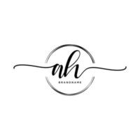 eerste Ah vrouwelijk logo collecties sjabloon. handschrift logo van eerste handtekening, bruiloft, mode, juwelen, boetiek, bloemen en botanisch met creatief sjabloon voor ieder bedrijf of bedrijf. vector