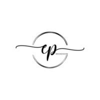 eerste ep vrouwelijk logo collecties sjabloon. handschrift logo van eerste handtekening, bruiloft, mode, juwelen, boetiek, bloemen en botanisch met creatief sjabloon voor ieder bedrijf of bedrijf. vector
