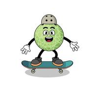 meloen fruit mascotte spelen een skateboard vector