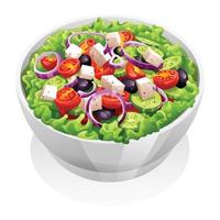 salade met kaas en vers groenten vector illustratie. Grieks salade