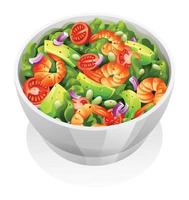 gezond salade met garnalen, avocado en vers groenten vector illustratie