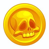 piraat goud munt icoon met een menselijk schedel. piraat doubloon. vector illustratie