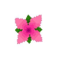 roze bloem in pixel kunst stijl vector