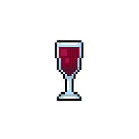 wijn glas in pixel kunst stijl vector