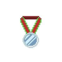 zilver medaille in pixel kunst stijl vector