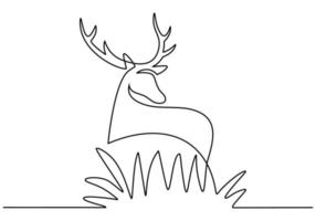 hand- tekening een single doorlopend lijn van hert Aan wit achtergrond. vector