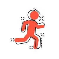 rennen mensen teken icoon in grappig stijl. rennen silhouet vector tekenfilm illustratie Aan wit geïsoleerd achtergrond. beweging jogging bedrijf concept plons effect.