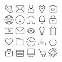 bedrijf reeks icoon pak met telefoon telefoongesprek, bericht, plaats, huis knop, klok, instelling enz. vector schets