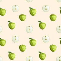 groen appel fruit en bladeren naadloos patroon. voedsel achtergrond. vector tekenfilm vlak illustratie.