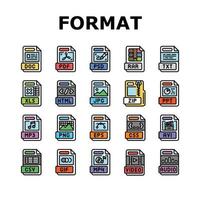 het dossier formaat document pictogrammen reeks vector