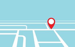 kaart navigatie rood wijzer Aan de weg in perspectief. reizen bestemming concept. vector illustratie