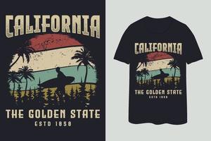 Californië de gouden staat wijnoogst retro t overhemd ontwerp vector