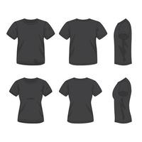 blanco zwart t-shirt sjabloon voor mannetje en vrouw vector