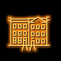 stadshuis huis neon gloed icoon illustratie vector