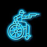 het schieten gehandicapten atleet neon gloed icoon illustratie vector