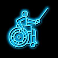 hekwerk gehandicapten atleet neon gloed icoon illustratie vector