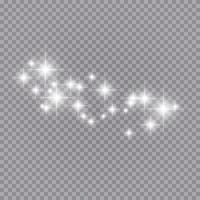 gloeiend lichteffect met veel glitterdeeltjes geïsoleerde achtergrond. vector sterrenwolk met stof. magische kerstversiering