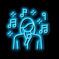 zanger vrouw het zingen lied in microfoon neon gloed icoon illustratie vector