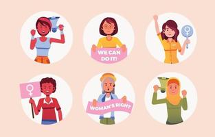 internationale vrouwendag 8 diversiteit sticker pastel set vector
