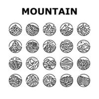 berg landschap heuvel natuur pictogrammen reeks vector