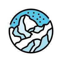 sneeuw berg landschap kleur icoon vector illustratie