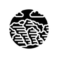 toerisme berg landschap glyph icoon vector illustratie