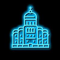 kerk of klooster Christendom gebouw neon gloed icoon illustratie vector