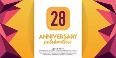 28 jaren verjaardag logo sjabloon ontwerp Aan geel achtergrond vector ontwerp illustratie