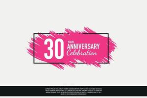 30 jaar verjaardag viering vector roze ontwerp in zwart kader Aan wit achtergrond abstract illustratie logo